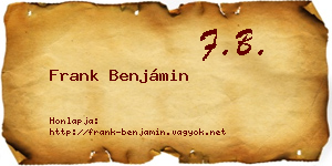 Frank Benjámin névjegykártya